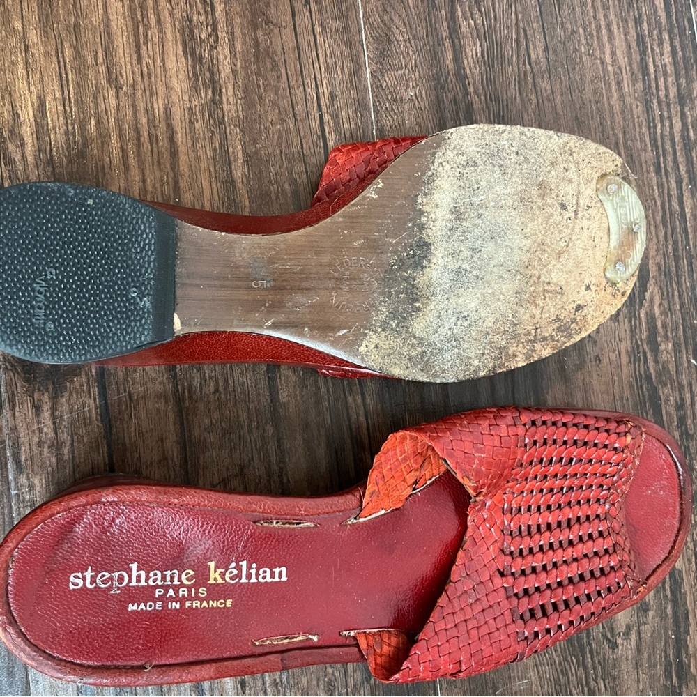 Stephane Kelian made in France Red Woven Leather Mules - Picture 3 of 5